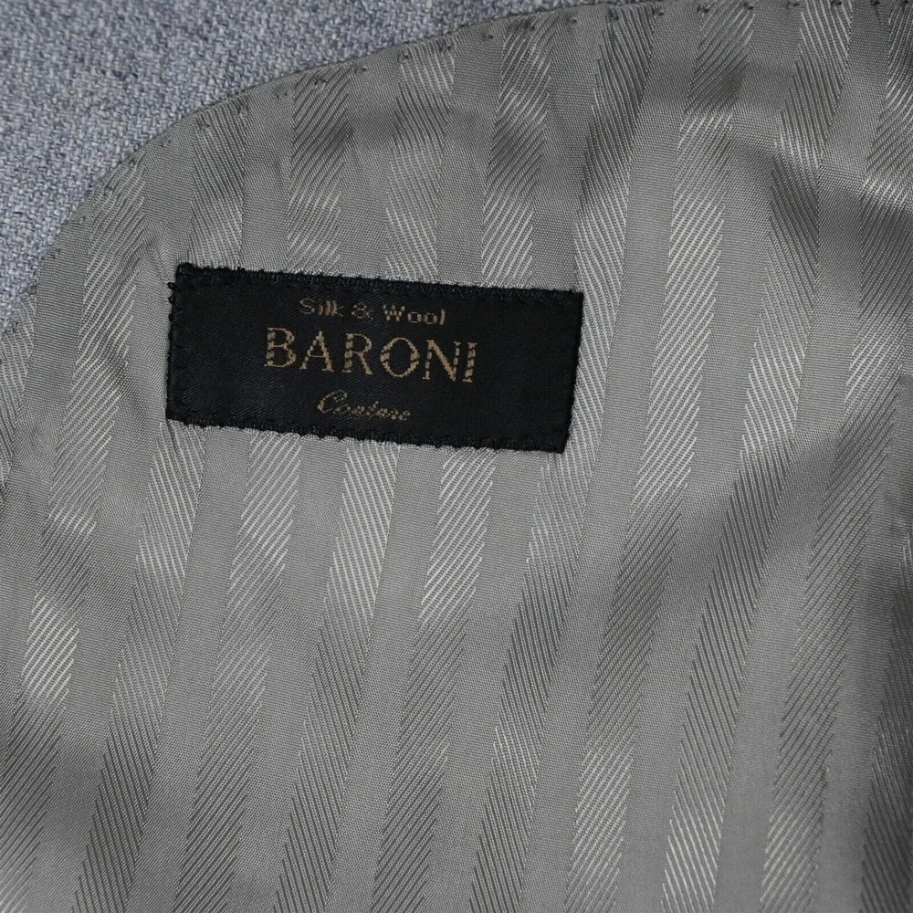 Baroni 46R Gray Heather Birdseye Silk Wool Mens Blazer Suit Jacket Sport‎ Coat